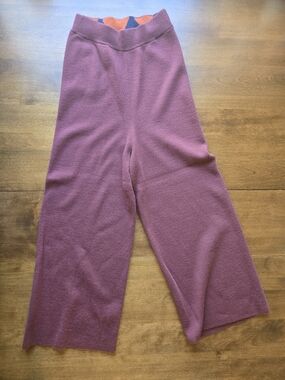 Marimekko x Uniqlo Knit Pants XXS Burgundy Wide Leg Minimal Scandinavian Cozy